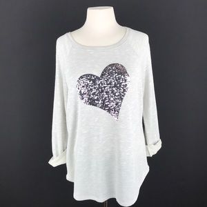 International Concepts Sequin Heart Sweatshirt